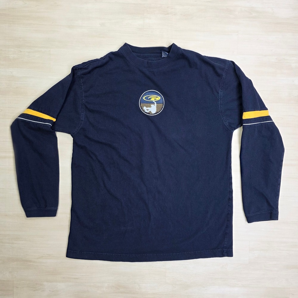 Point Zero Long Sleeve Graphic Shirt Large Navy Skater‎ Stripe Y2K Retro